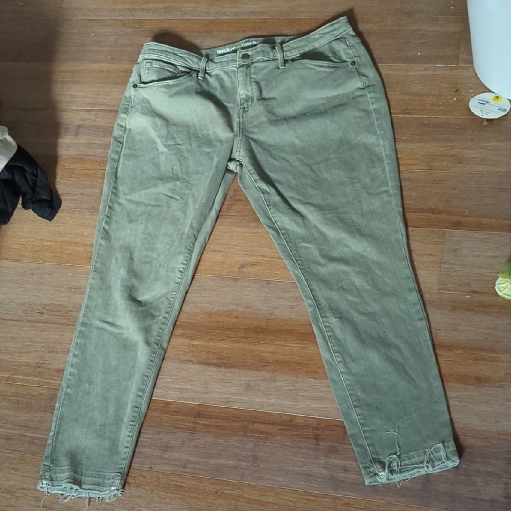 Mossimo Stretchy Curvy Skinny Green/Gray Jeans 18 33